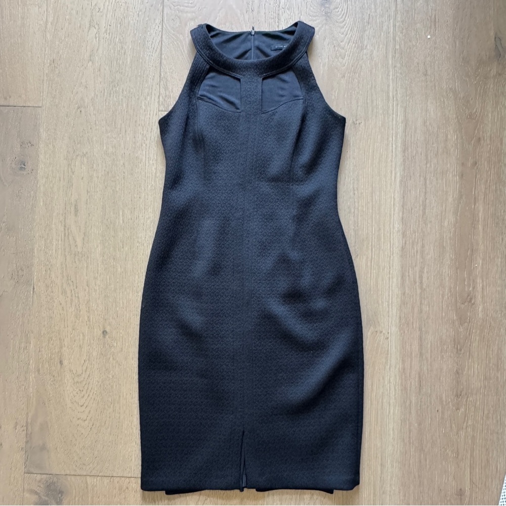 David Meister Caged Cutout Neckline Black LBD Midi Sheath dress - Picture 5 of 14